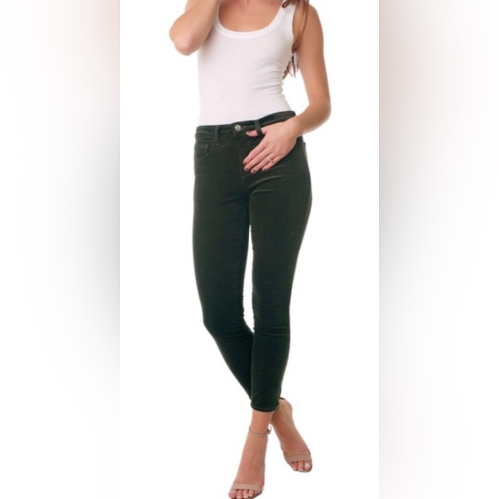 L’Agence Margot High Rise Skinny Velvet Pants | Moss Green | Size 26 | NWOT
